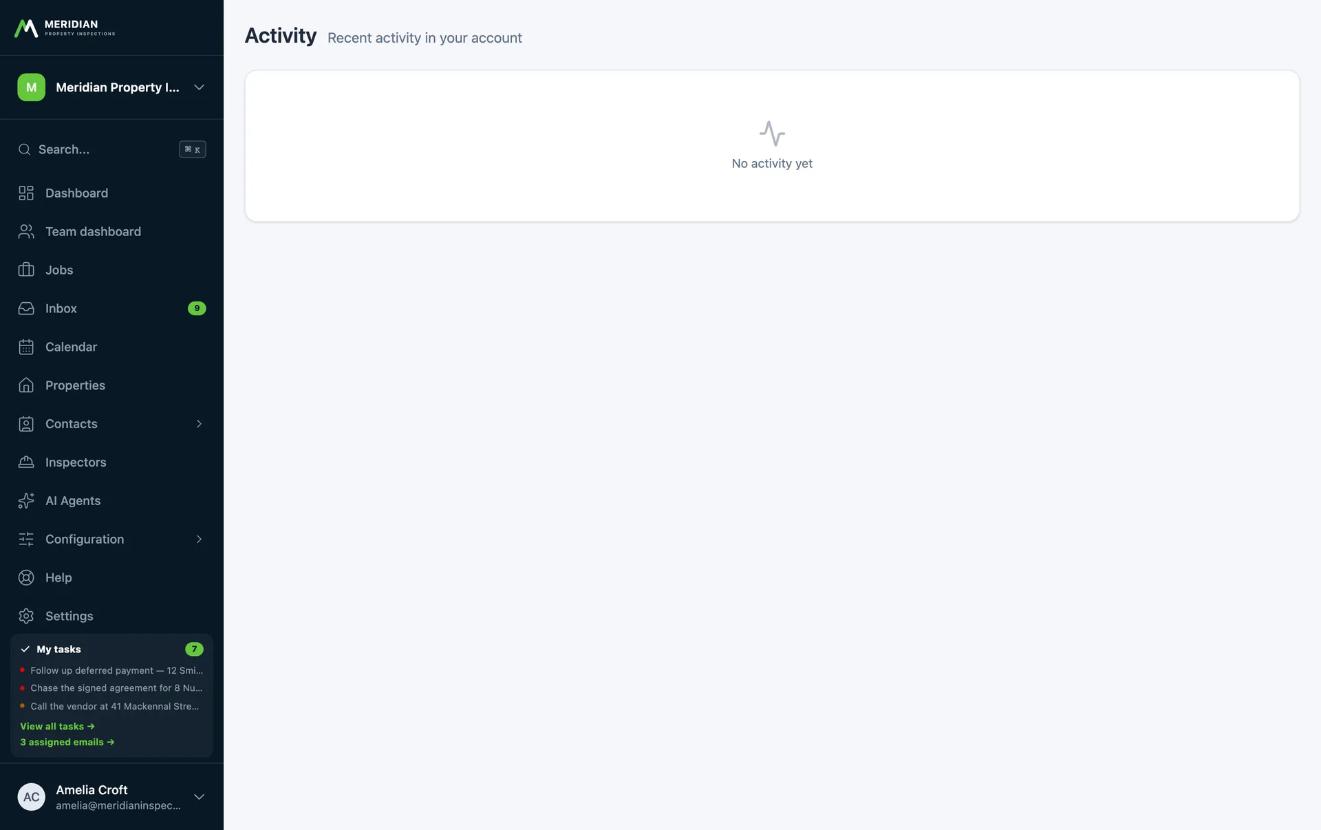 An audit trail of account activity with the person responsible