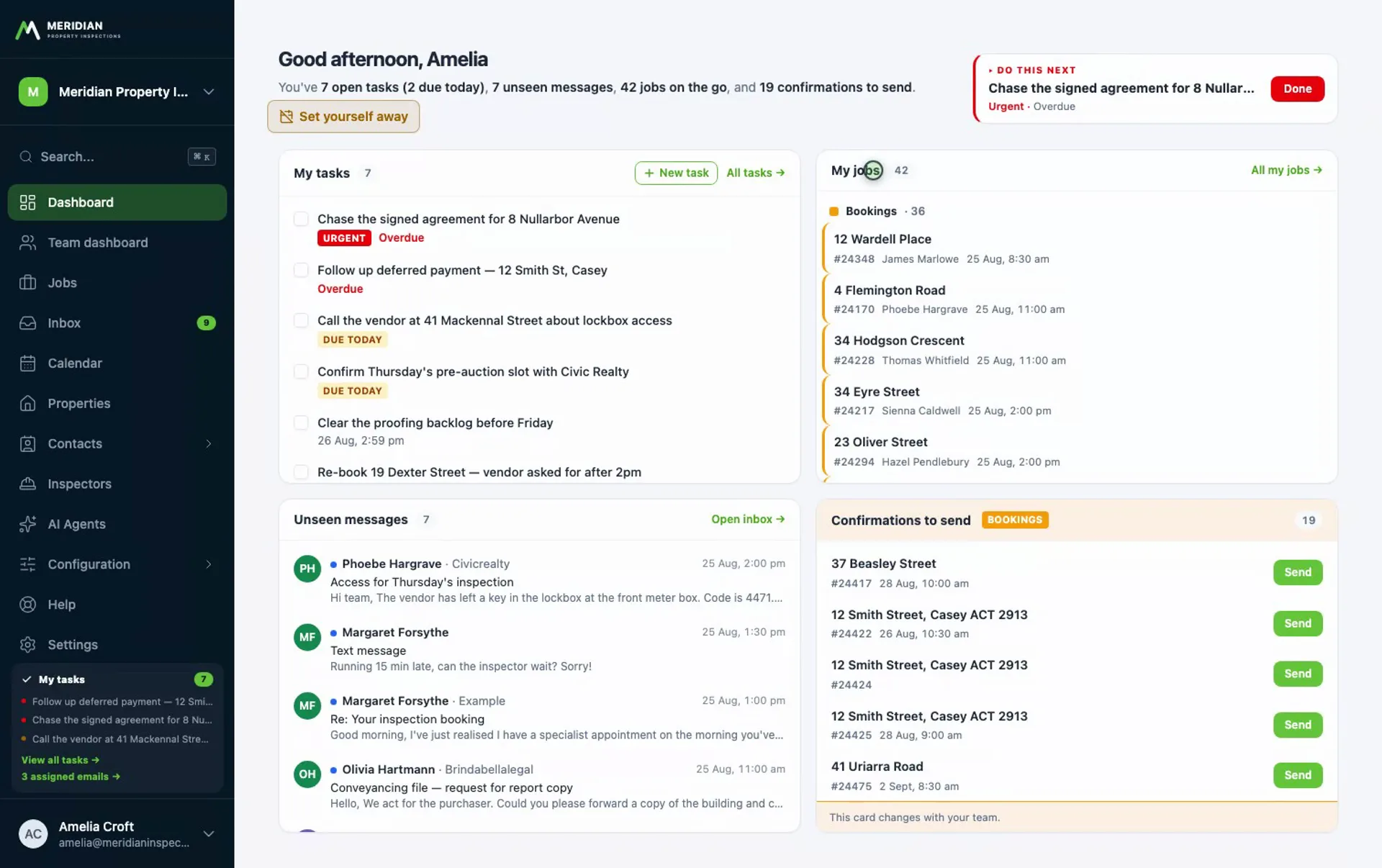 Screen recording of a personal dashboard being worked through