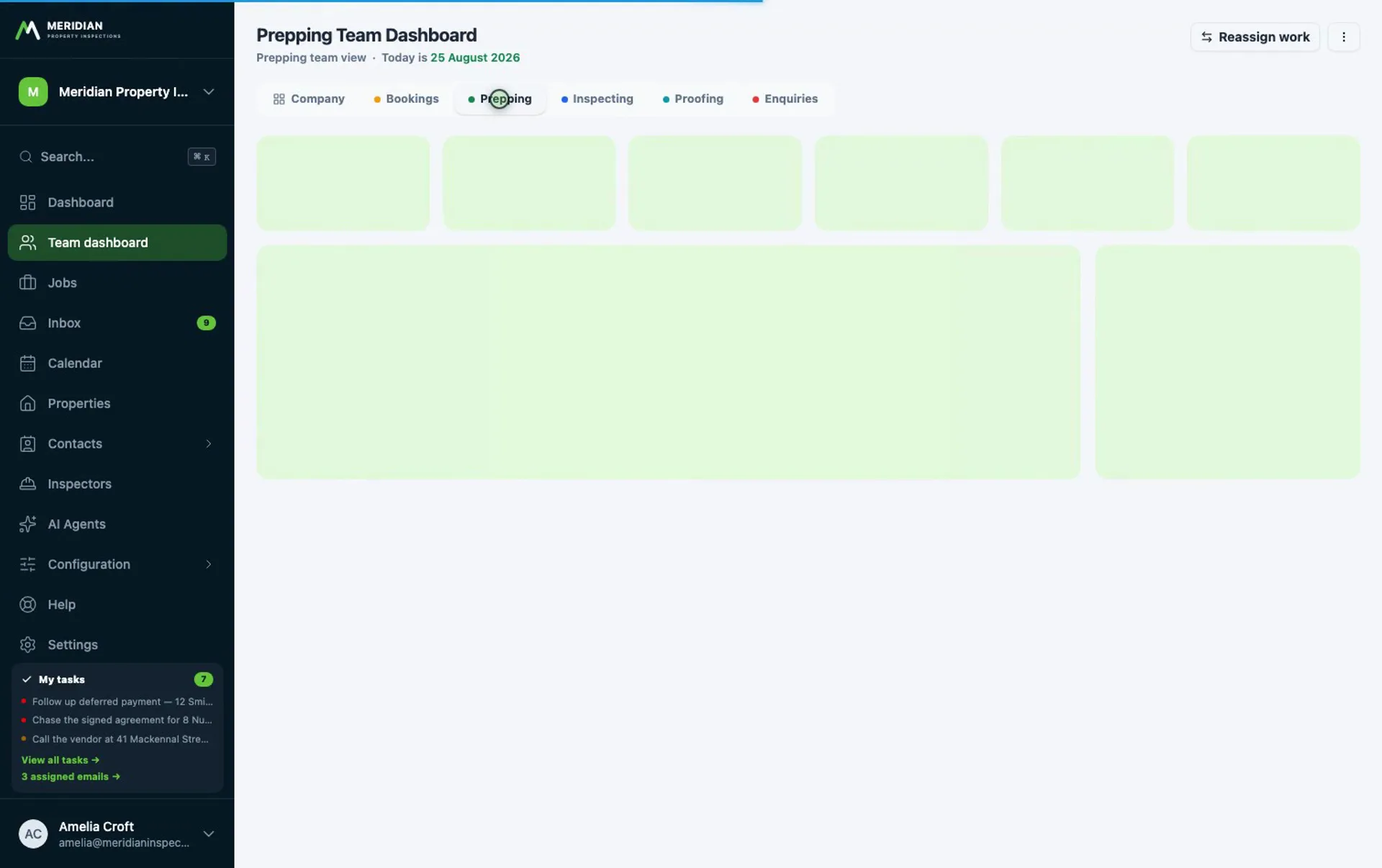 Screen recording moving from the company view through each team board