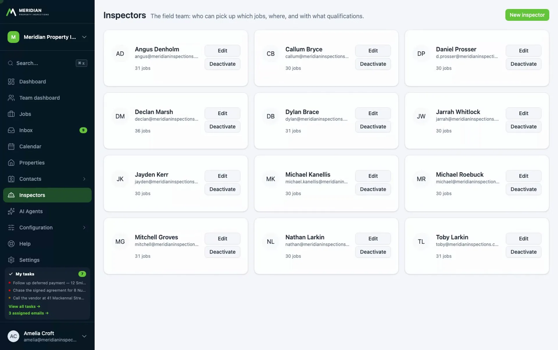 Screen recording of inspector leave and coverage gaps