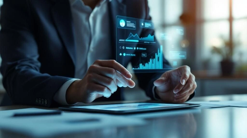A person looking at a simplified, clear blueprint on a desk, representing an accessible starting point for a complex project.