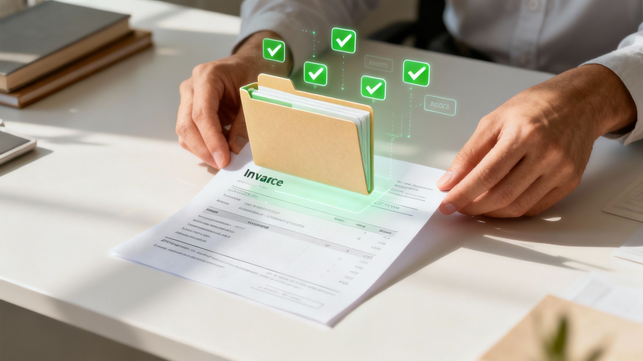 An industrial setting with robotic arms and digital overlays, illustrating AI automation in manufacturing.