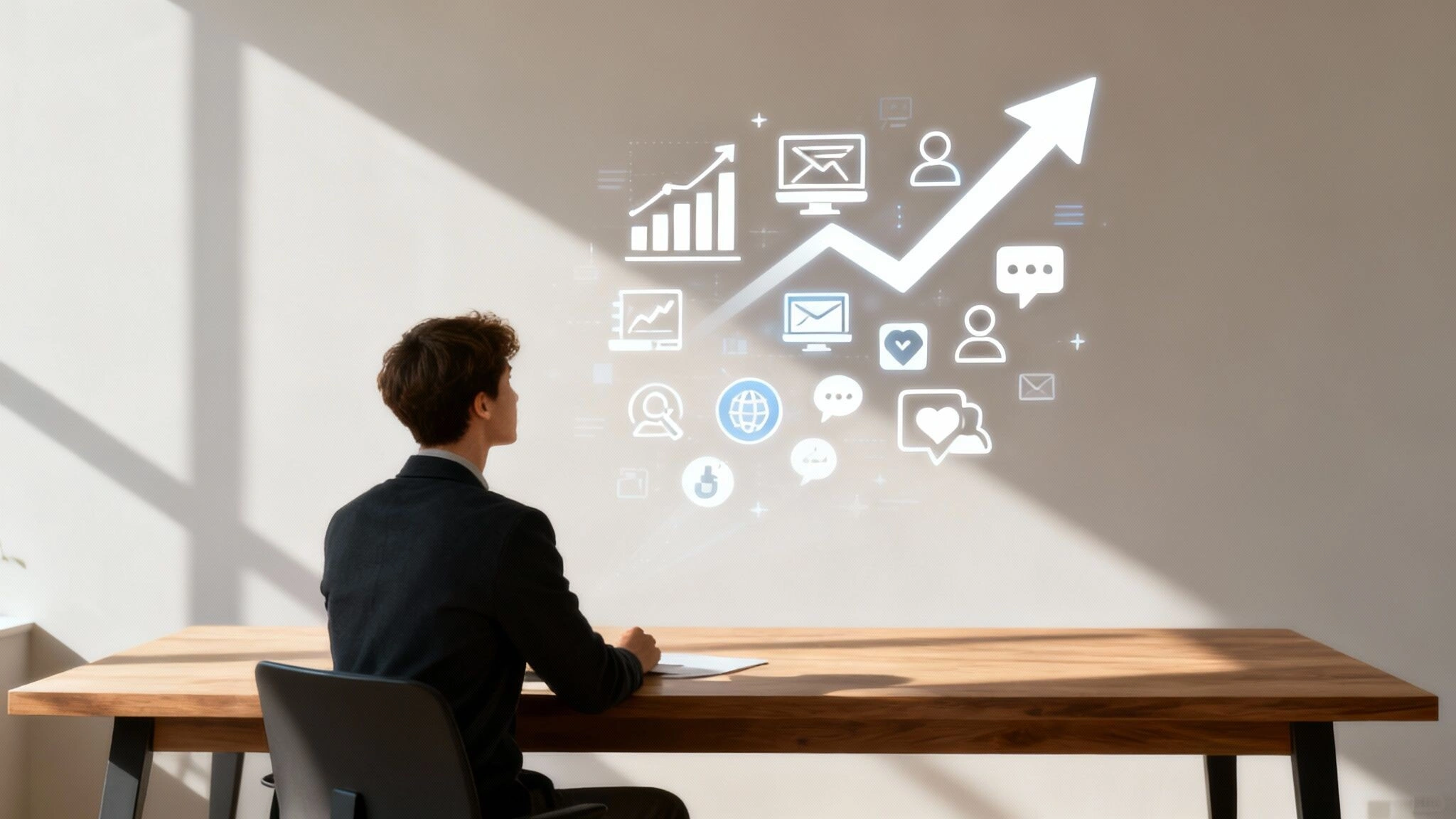 A team collaborating around a table with charts and data visualisations.